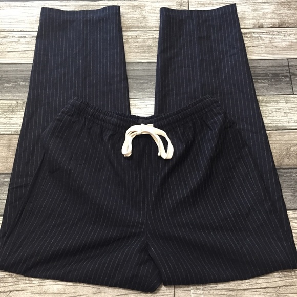 J crew tollegno 1900 wool stripe pants women’s 4 (Inseam 28) navy drawstring - Picture 7 of 13
